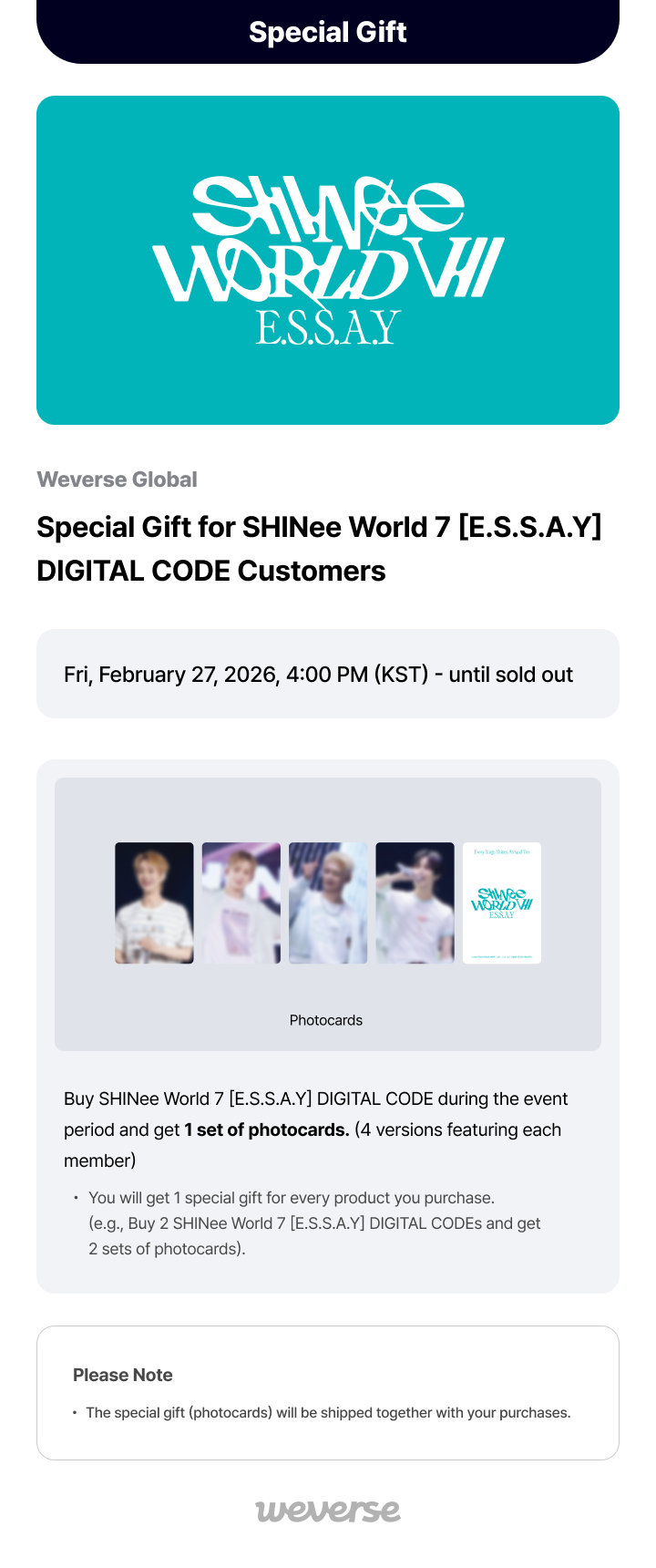 SHINee World 7 [E.S.S.A.Y] DIGITAL CODE 0 detail