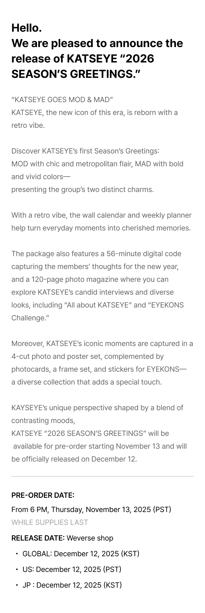 KATSEYE 2026 SEASON'S GREETINGS 3 detail