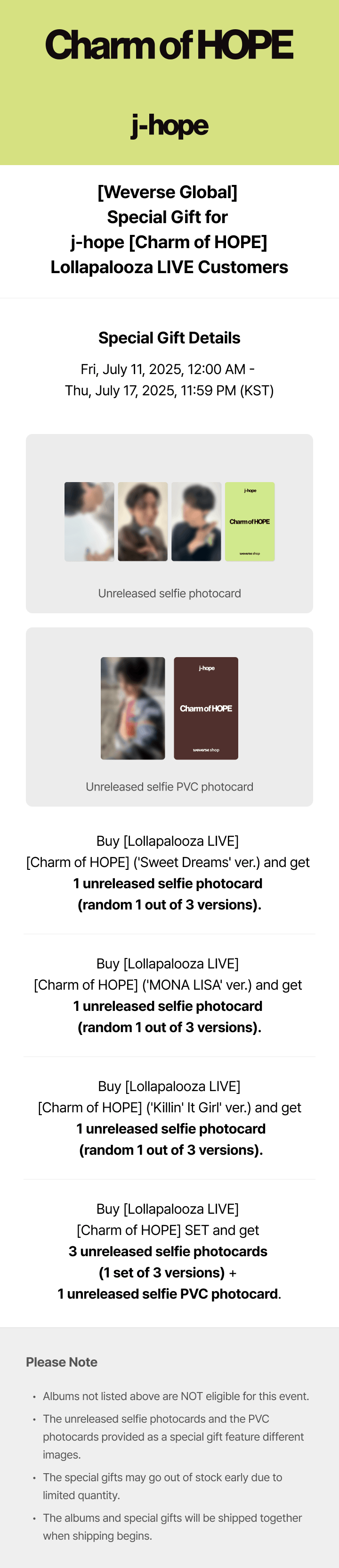 [Lollapalooza LIVE] 'Charm of HOPE' (Set) 0 detail