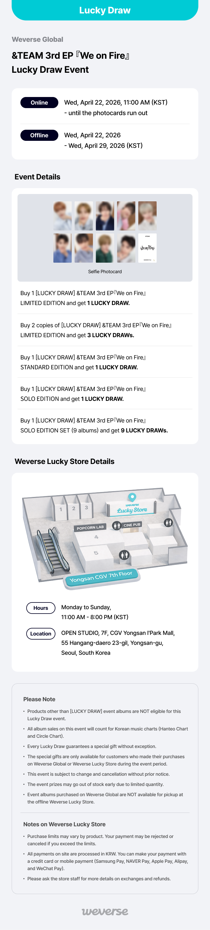 Weverse Global] &TEAM 3rd EP 『We on Fire』 LUCKY DRAW EVENT