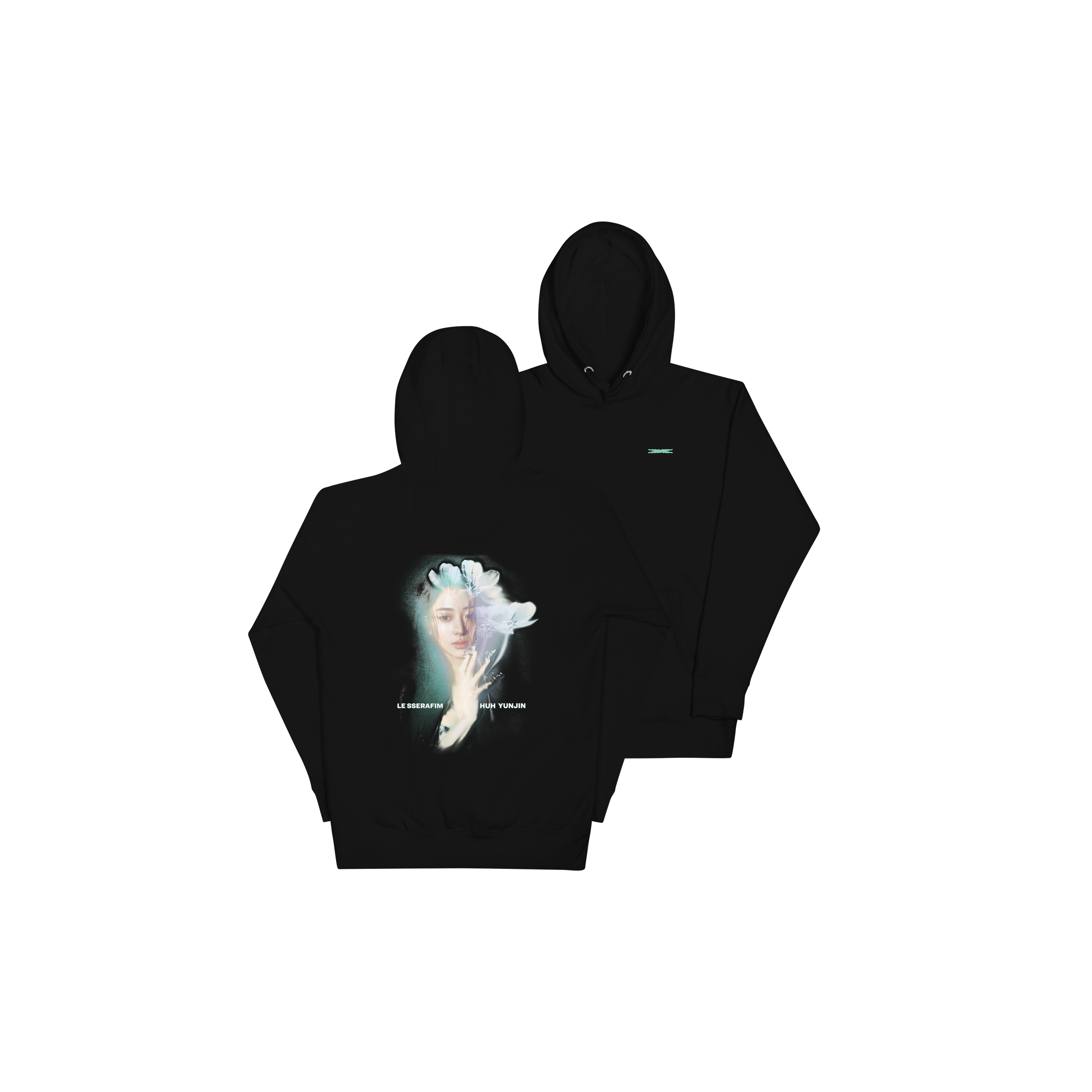 ☆YUNJIN☆ LE SSERAFIM | [HUH YUNJIN] Flower Portrait Hoodie (Black)