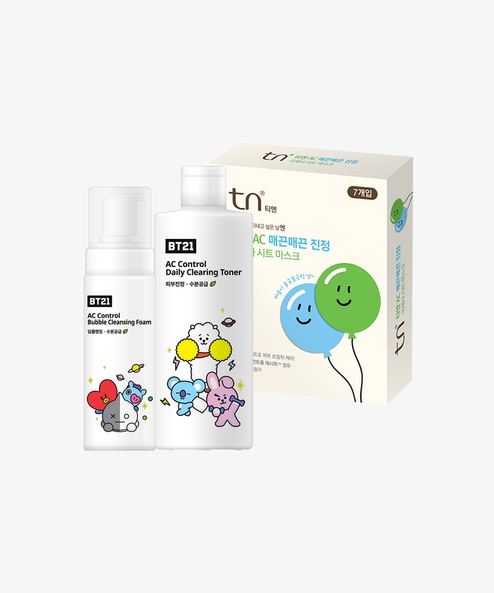 TN BT21 Acne Moist Toner + Bubble Cleansing Foam_0