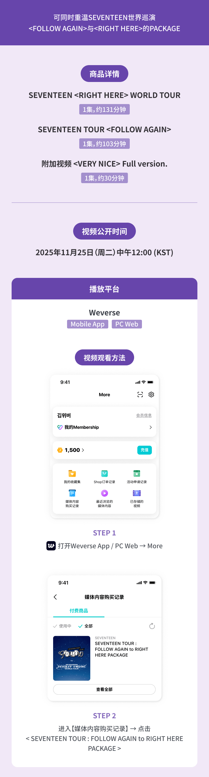  SEVENTEEN TOUR : FOLLOW AGAIN to RIGHT HERE PACKAGE 1 detail